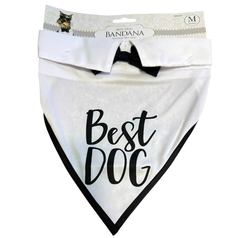 Wedding Best Dog Pet Bandana Bow Tie Collar Tuxedo Costume Outfit Sz M 20-50lbs